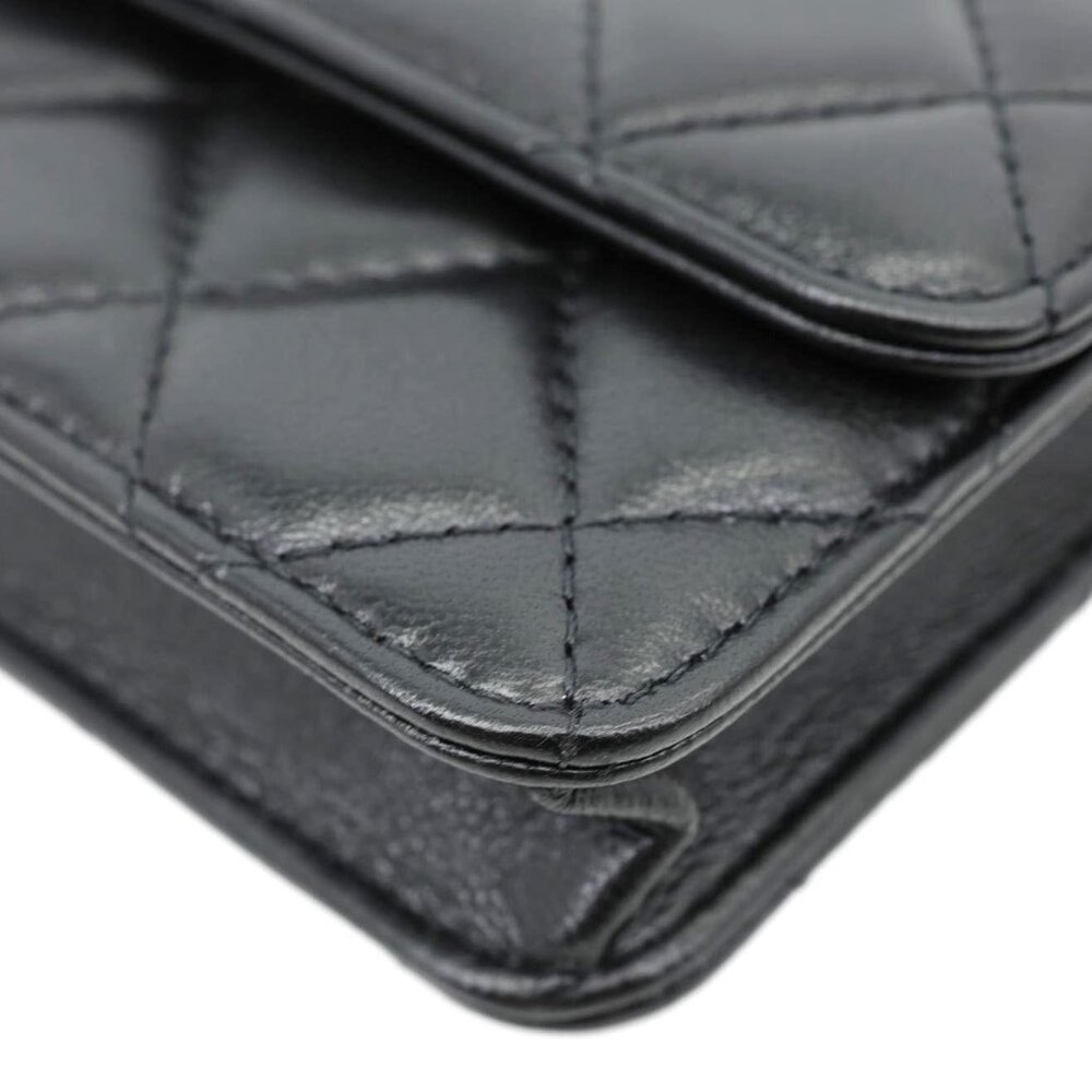 Chanel  Ribbon Flap Shiny Lambskin Quilted Leather Belt Bag Black - Picture 9 of 13